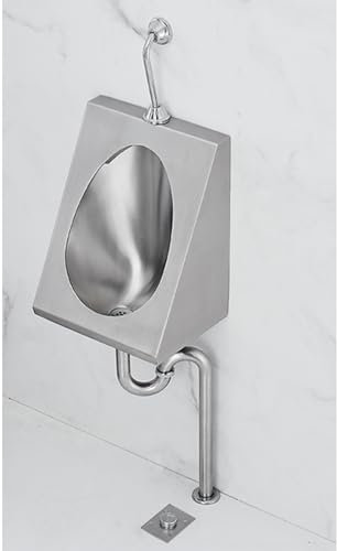 LIKANGLONGJU Urinario de Acero Inoxidable, Orinal Adulto de Pared para Hombres, con Descarga de Pie y Tubo Tipo N, Ideal para Escuelas y Bar