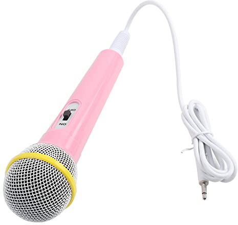 ANGGREK Kids Karaoke Microphone Wired Dynamic Microphone 3.5mm Jack Children with Excellent Sound Quality for Singing Parties Gifts (Pink)