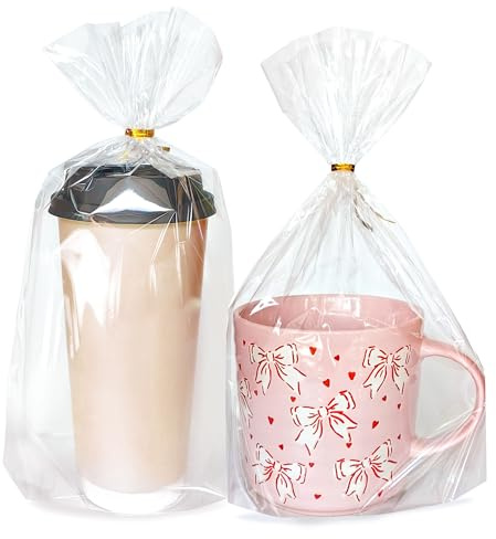 8 x 11 untere Zwickel-Geschenktüten, 50 Stück transparente Zellophan-Geschenktüten mit 60 Bindebändern für Partygeschenke, Geschenkverpackung, transparente Leckerli-Tüten für Kekse, Süßigkeiten