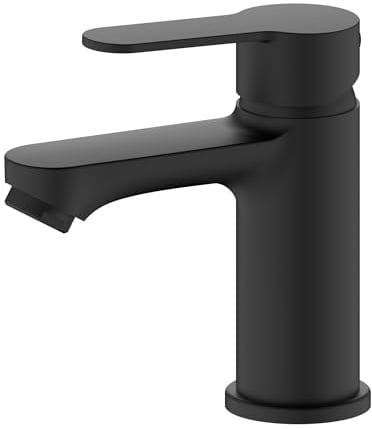 BELZ Mitigeur Lavabo Salle de Bain Robinet Monocommande, Économie d’Eau et d’Énergie, avec Bec Hauteur 78 mm, Installation Facile, G 3/8 Robinetterie,Noir Mat