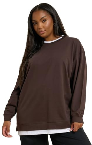Yours Curve Brown 2-In-1 Sweatshirt - Women's - Plus Size Curve