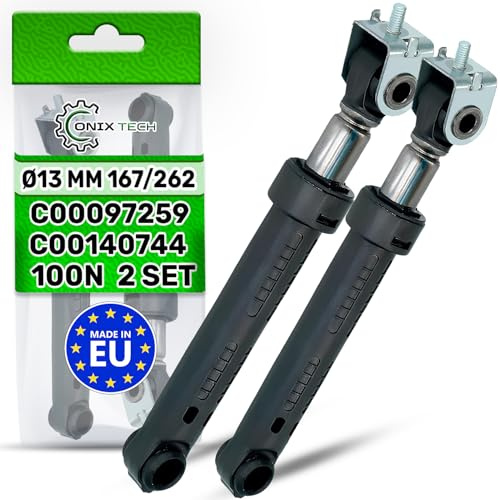 2x Amortisseur Machine a Laver 100N Ø13mm 167/262 mm C00097259 pour Indesit | C00140744 pour Philips pour Ariston - MADE IN EU - Garantie de 5 Ans - ONIX TECH
