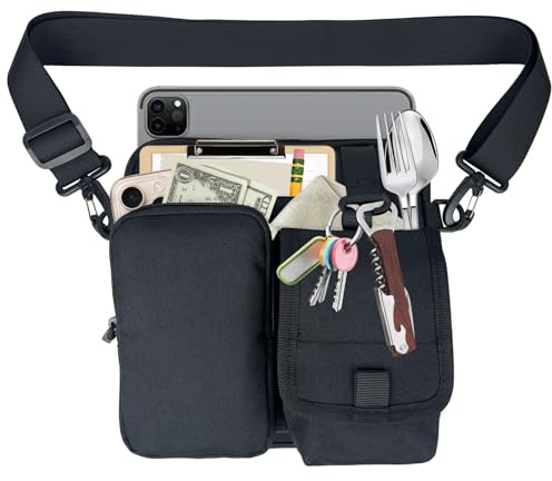Waiter Waist Bag, Multi-Pocket Design, Adjustable Waist And Shoulder Straps, Waterproof, Waiter Work Apron For Restaurants, Cafes, And Bars, Black