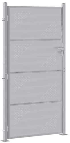 Gartentor aus Metall, Gartentor für den Außenbereich, silberfarben, 96 x 180 cm, Edelstahl