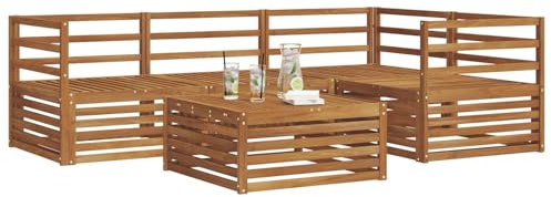 vidaXL Outdoor-Sofagarnitur 5 pcs Natur Massivholz Akazie, Outdoor-Sofa, Gartensofa, langlebige Möbel, modernes Terrassen-Set, gemütliche Lounge-Ecke