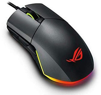ASUS ROG Pugio Mouse Gaming USB, Sensore Ottico 7200 DPI, Aura Sync RGB, Ambidestro, Socket Switch Push-Fit, Switch Omron, Nero