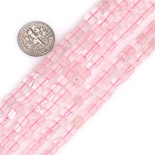 SHGbeads Natürliche Würfel glatte 4 mm Rosenquarz Edelstein lose Perlen für Schmuckherstellung 38,1 cm