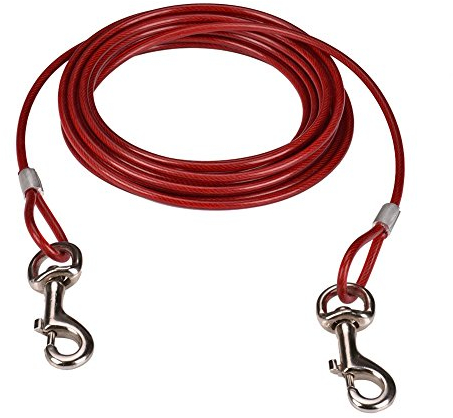 CtopoGo 10ft /16ft /33ft - Hund Tie Out Cables, Haustier Tie-Out Leinen, Tie-Out Kabel Heavy Duty Dogs Kettenleinen für Hunde bis zu 125 lbs, Haustiere führen für kleine/mittlere Größe (5m, Rot)