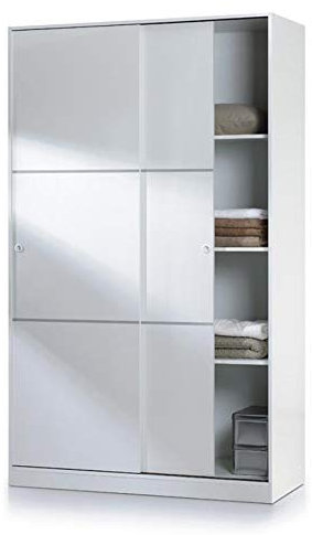 PEGANE Armoire avec 2 Portes coulissantes Coloris Blanc - Dim : L 120 x H200 x P 50 cm