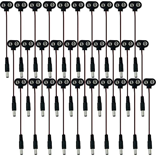 AZDelivery (30 Stück) 3er Set 9V Batterieclips à 10 Stück I-Typ Clip mit 15cm Anschlusskabel Adapter für 9V Block Batterien Akku inklusive E-Book