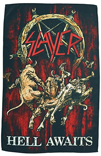 Slayer Poster Hell Awaits Band Logo Nue offiziell Textile Flag 70cm x 106cm One Size