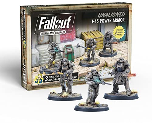 Modiphius Entertainment | Fallout Wasteland Warfare | Unaligned: T-45 Power Armour | Miniatures | Unpainted