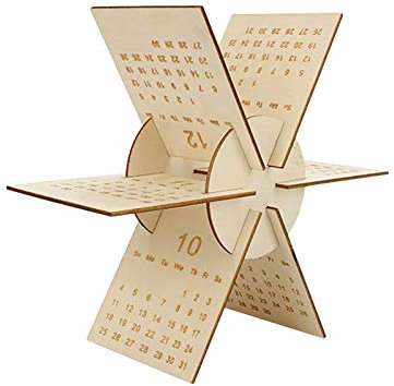 Tubayia Vintage Holz Kalender 2021 Tischkalender Schreibtisch Kalender für Zuhause, Büro (Khaki 1)