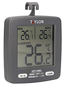 Taylor Pro Termometro Digitale per Frigorifero e Congelatore con Display per Temperatura Minima/Massima a Risparmio di Energia, Plastica, 7,5 x 8 cm
