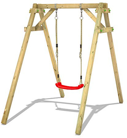 WICKEY Kinderschaukel Smart One aus Holz, rot, Schaukel mit 1 Schaukelsitz für kleine Gärten