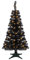 Juegoal Lighted Artificial Halloween Christmas Tree, Pre-lit 4 FT Black Tinsel Xmas Pine Trees, Light up with 70 LED Lights Battery Powered, 8 Modes & Timer for Home Office Party Decorations