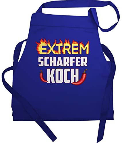 Shirtracer Schürze Geschenk - Kochschürze lustig - Extrem scharfer Koch - 60x87 - Royalblau - sprüche spruch scharf küchenschürze damen omi schürzen herren baumwolle