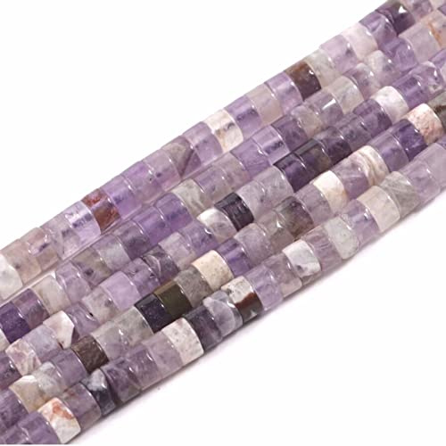 ACYUNLEI 1 Strand Natural Gemstone Heishi Beads - 4x2mm Loose Flat Round Undyed Cylinder Spacer Stones for Bracelet Earrings Jewelry Making - Amethyst