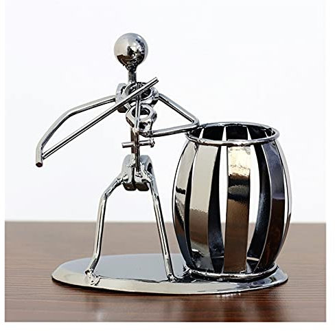 TGSEJTO Pen Holder for Desk Music Iron Man Band Pen Barrel Metal Craft Desktop Ornaments Student Gift Birthday Gift Pen Organizer (Color : D, Size : E)