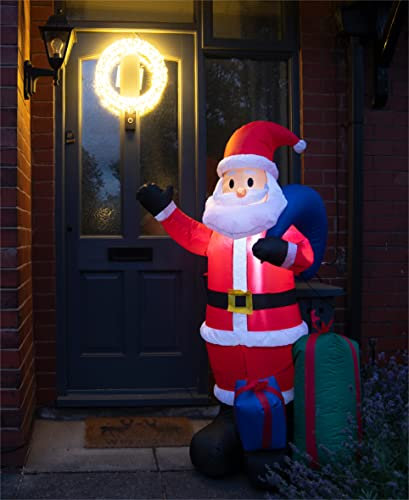St Helens Home & Garden Inflatable Father Christmas with Presents and LED Lights 150cm Height