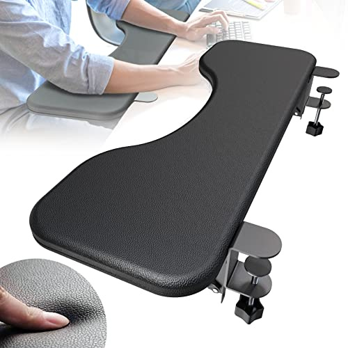 NODOCA [Upgraded] Arm Rest for Desk, 26.5'' Ergonomics Desk Extender, 1 Inch Think Soft Sponge Built-in, Punch-Free Clamp on, Foldable Keyboard Extender, Eco-Friendly Leather Surface, Wrist/Arm Rest
