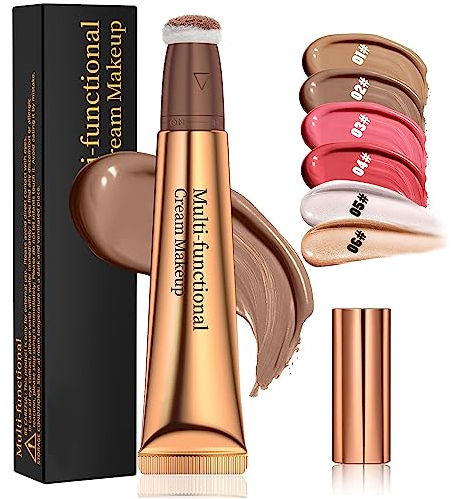 HOUSN Flüssige Kontur Beauty Wand, Liquid Face Concealer Pen, Smooth Creamy Matte Finish Liquid Contour Stick, Contour Beauty Wand, mit Kissen Applicator befestigt (02# Dunkelbeige)