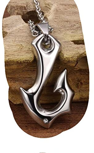 Bysonglezai Halskette Herren Anhänger Chain Ketten Dame Geschenk Trendy Special Shape Anhänger Halskette Angelhaken Anhänger Zubehör Party