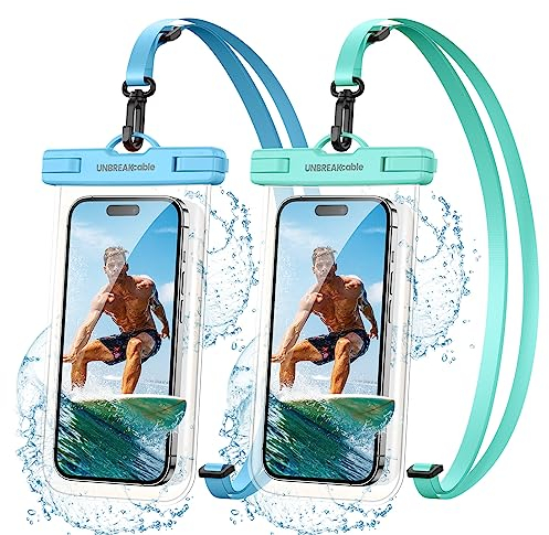 UNBREAKcable Custodia Impermeabile Borsa Impermeabile Universale, Cover Subacquea per iPhone 16 15 14 13 12 11 PRO Max, XR/XS/X/SE 2022, Samsung S24/S23/S22/S21, Huawei Fino a 7.0 - 2 Pezzi