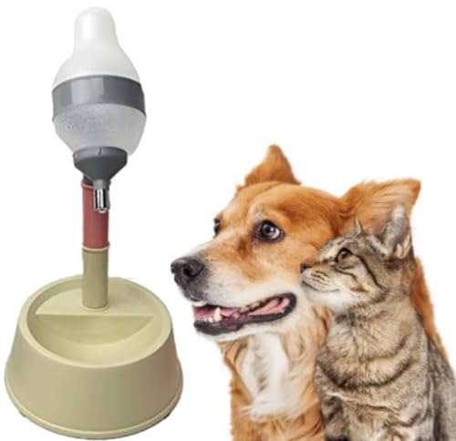 Distributore D'acqua Per Gatti in Piedi, Distributore Automatico di Bottiglie D'acqua Per Cani Multiuso Regolabile in Altezza Per Animali Domestici(beige)