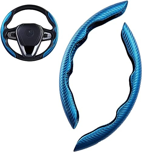 Pack of 2 Car Steering Wheel Covers,for Audi Audi S3 Sportback S3 Convertible S3 Sedan Carbon Fibre Segmented Breathable Non-Slip Durable Interior Accessories.,C-Blue