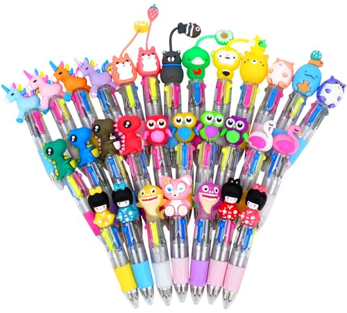 SZAGOK 30 penna gadget compleanno bambini,regalini fine festa compleanno,multicolore Set di penne a sfera a 4 colori,penne multicolore bambini regalo feste,cancelleria kawaii
