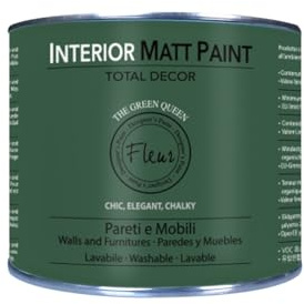 FLEUR DESIGNER'S PAINT | Interior Matt Paint, Pittura per Pareti e Mobili, Extra Opaco, 375ml, F54 The Green Queen, a Base Acqua, Lavabile, Multisupericie, Made in Italy