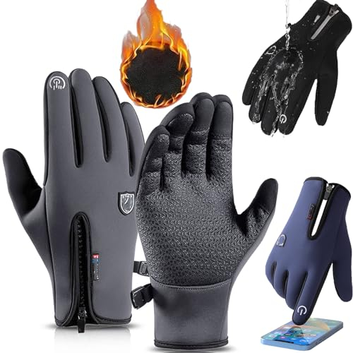 UIRPK Freezer Thermo Handschuhe,Freezer Thermo Handschuhe Herren Damen,Handschuhe Herren Winter,Herren Handschuhe Touchscreen,Freezr Thermo Handschuhe,Freezer Thermohandschuhe (dunkelgrau,XL)