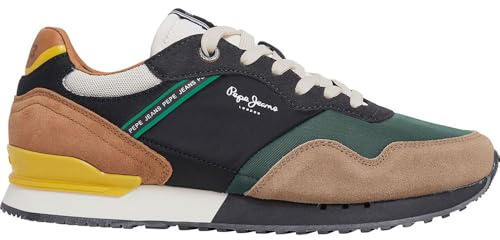 Pepe Jeans Herren London Brand M Sneaker, Braun Dark Stone Beige, 42 EU