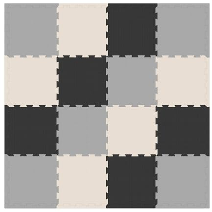 TULANO Gioco 16 | Puzzlematte Krabbeldecke Schaumstoff Spielmatte Schaumstoffmatte Krabbelmatte für Kinder | 16 Puzzle 39x39x1cm 16 Randstücke | Wasserdicht rutschfest | Dunkelgrau Hellgrau Beige