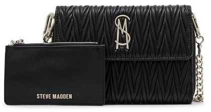 Steve Madden Damen Wallet Carina-M Geldbörse Crossbody mit Beutel Geschenkset, Matelasse, Schwarz