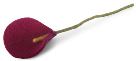 Én Gry & Sif Filzblumen handgefilzte einzelne Lilie/Flamingoblume/Calla - Blumen aus Filz - Fair Trade handgemacht (1 Blume (kirschrot))