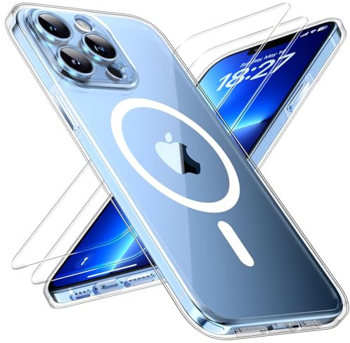 TOCOL für iPhone 13 Pro Hülle für Magsafe, Vollständiger Kameraschutz Nie Vergilbung Stoßfest Kratzfest Magnetisch Handyhülle für iPhone 13 Pro Case, Transparent