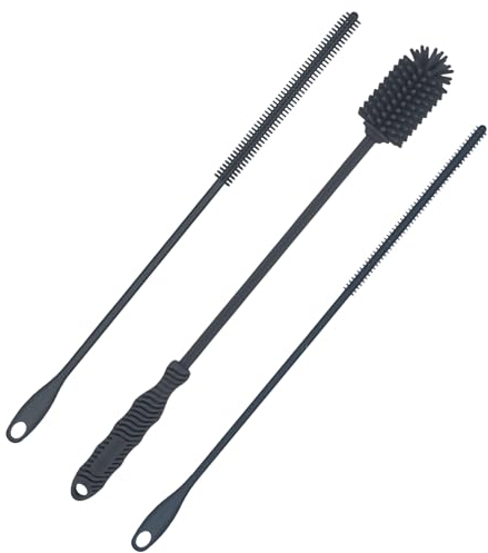 3uds Cepillo Limpiador de Pajitas y Cepillo de Silicona para Botellas, Reutilizable Cepillo Pajitas Silicona Cepillo para Vasos de Agua para Stanley Vaso y Pajitas de Vidrio Metal (Gris)