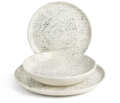 H&H, Servizio tavola Giove 18 Pezzi, in stoneware, decorato, lavabile in lavastoviglie