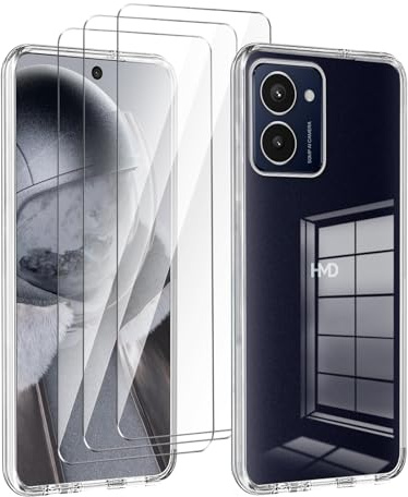 LYZXMY Hülle für Nokia HMD Pulse Pro mit 3 Schutzfolie,Transparent | Weich Silikon TPU Schutzhülle,Militärischer Schutz Kratzfest Stoßfest Schutzhülle Cover