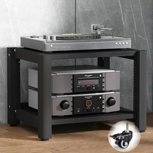 ZIUSFAC Großer Audio-/Video-Rack Medienständer 2 3 4 5 Etagen Verstärker Ständer Audio-Video-Entertainment-Center Audioständer TV Rack Mit Verstellbaren Regalen(Black,2 Tier-60x50x40cm)