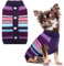 Gestreifter Hunde-Pullover, Kaltes Wetter Kabelstrick, klassischer Rollkragenpullover Dicke warme Pullover Kleidung für kleine bis mittelgroße Hunde Kleidung(Violett gestreift,M)