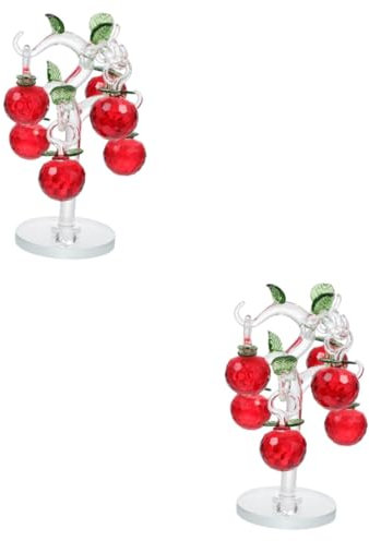 IMIKEYA 2 Sätze Kristall-Apfelbaum Bookshelf Decor bücherregal Dekoration chinesische Dekorationen Baum Figur Ornament Wohnkultur Kristall-Äpfelbaum- Apfelbaumfigur aus rot