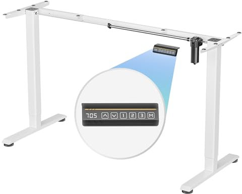 CO-Z Bureau Assis Debout Électrique Hauteur 70-115 cm Cadre de Bureau Assis Debout avec 3 Hauteurs Préréglées Panneau de Contrôle de Mémoires Capacité 70kg, Blanc