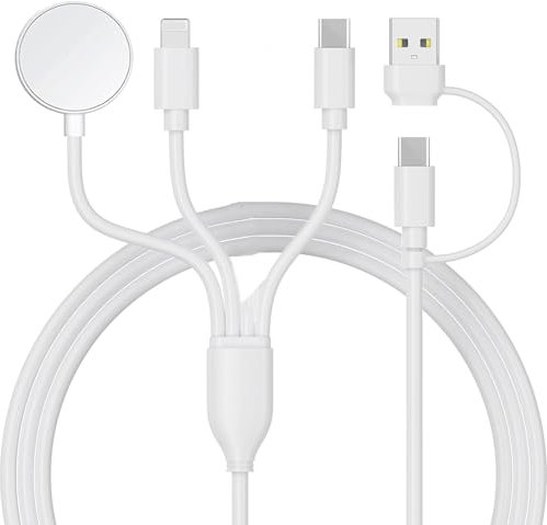 UZAHSK Multi USB A/C Ladekabel,3 in 2 Multi für App-le Watch, für App-le Watch-Ladegerät,Nylon-geflochtenes Magnetisches Kabelloses Ladekabel für iWatch Serie 9/8/7/6/iPhone16/15/14/13/-1.8M