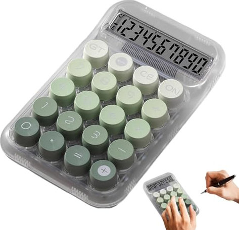 Aesthetic Calculator | Cute Keyboard Calculator with Mechanical Buttons | Cute Transparent Handheld Aesthetic Calculator for Office, Home, School
