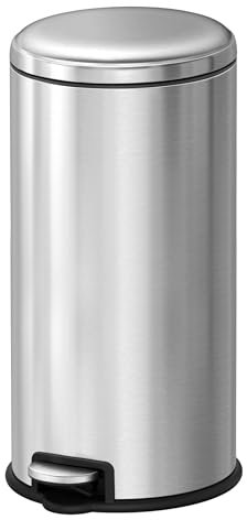 EKO Serene | Cubo de Basura Cocina 30L Acero Inoxidable Antihuella con Pedal y Cierre Suave | Papelera Rectangular Elegante y Funcional para Cocina Moderna