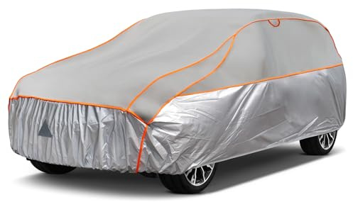 Telo Copriauto Antigrandine, Kayme Copertura per Auto Impermeabile Anti UV Antipolvere Anti Vento, Telo Copri Antigrandine Adatto per Auto a SUV (Fino a 460cm) YM – Grigio