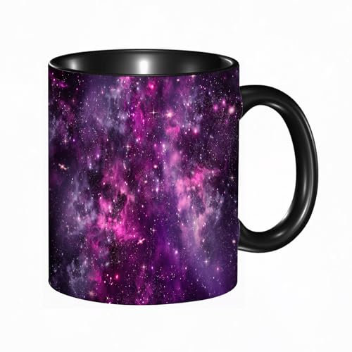 reyawdf Original Tasse mit lustigem Design,Tiefdunkler Gaswolken-Violettnebel im Weltraum mit Gala-Smart-Sternhau,330ml, für Kaffee- und Teeliebhaber, als Geschenk für Weihnachten, Geburtstag und mehr